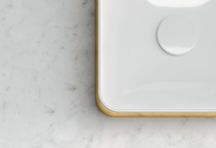 lavabo in appoggio oro e biano