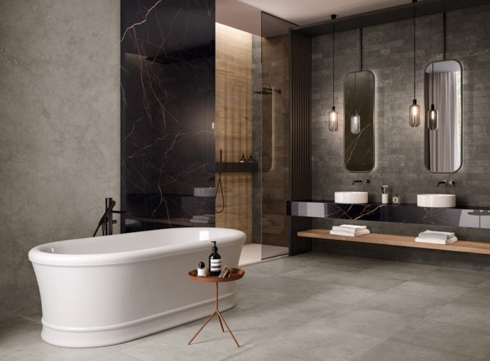 Rivestire il bagno con il gres grande formato: il progetto WIDE & STYLE di Flaviker