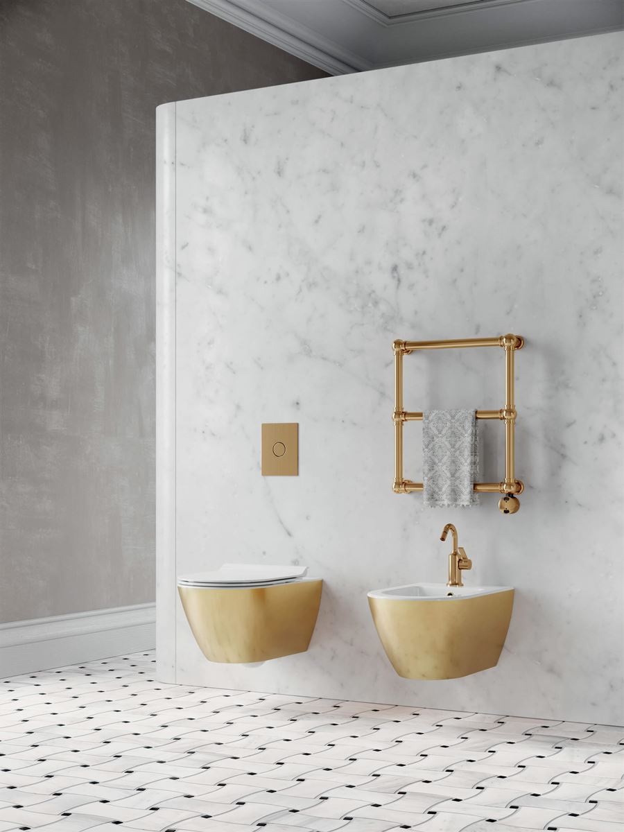 sanitari oro: collezione Pura, finitura Gold GSI Ceramica