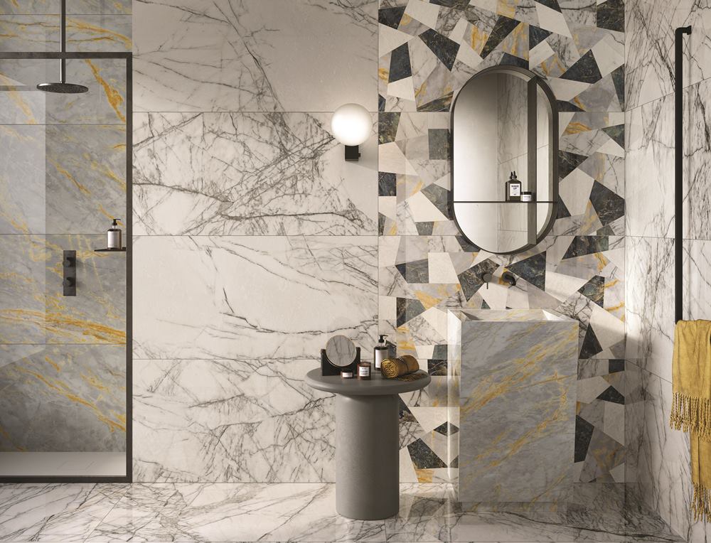 piastrelle gres effetto marmo per bagno