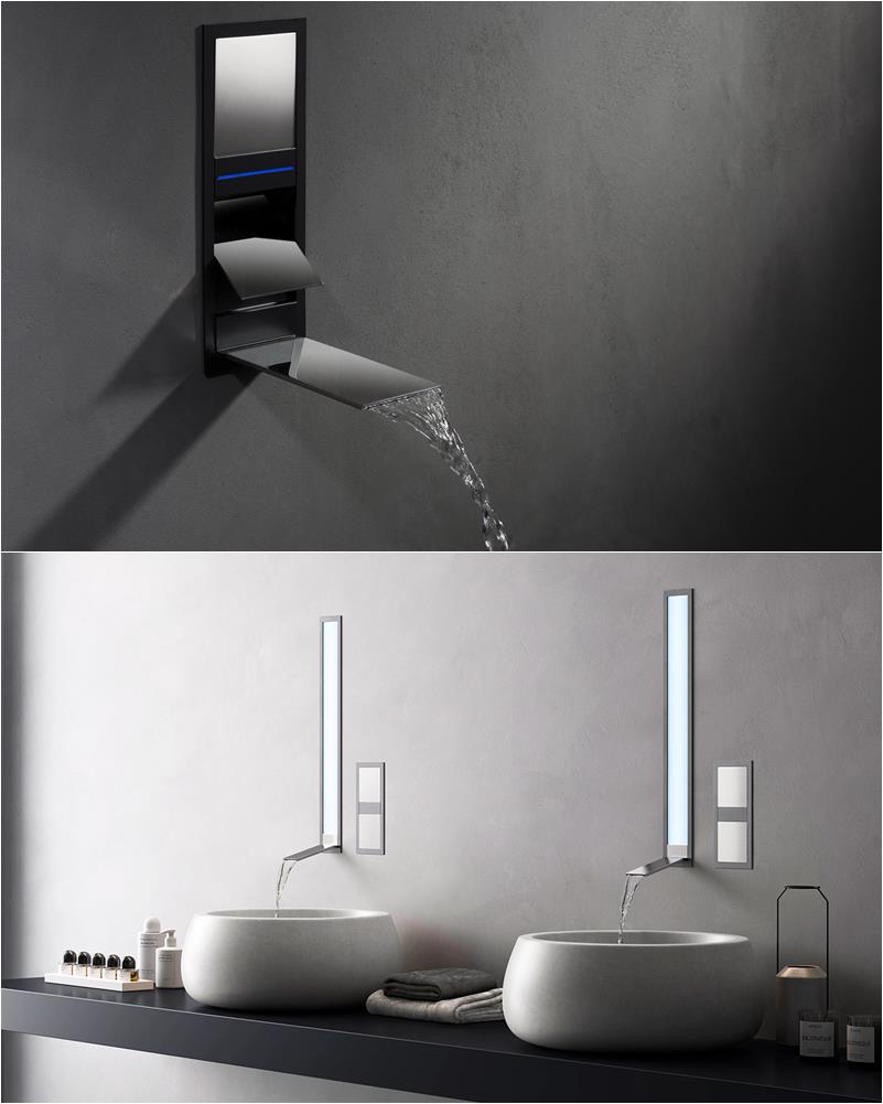 aqualite by Newform -Miscelatore lavabo a incasso con doppia leva e indicatore temperatura luminoso