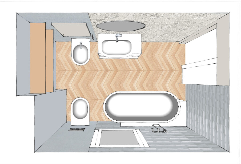 progetto bagno 3D a colori
