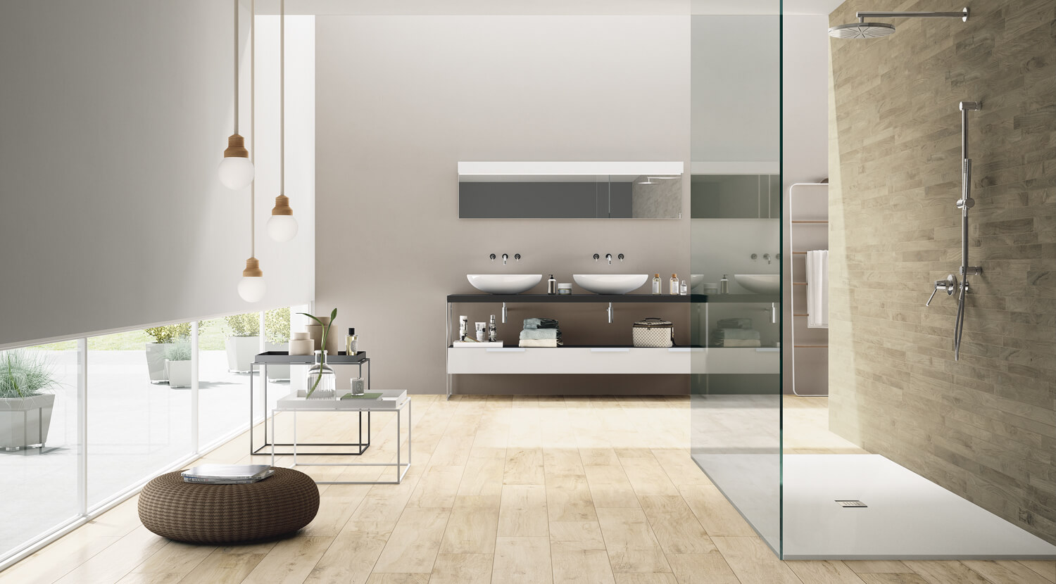 bagno in gres porcellanato effetto legno