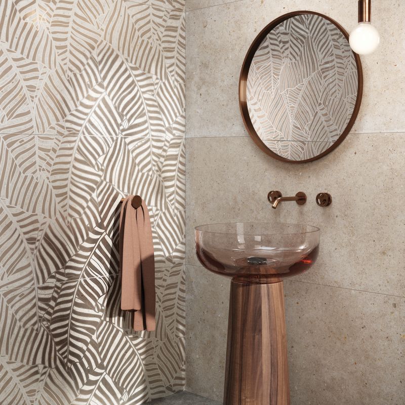 Piastrelle bagno effetto graniglia