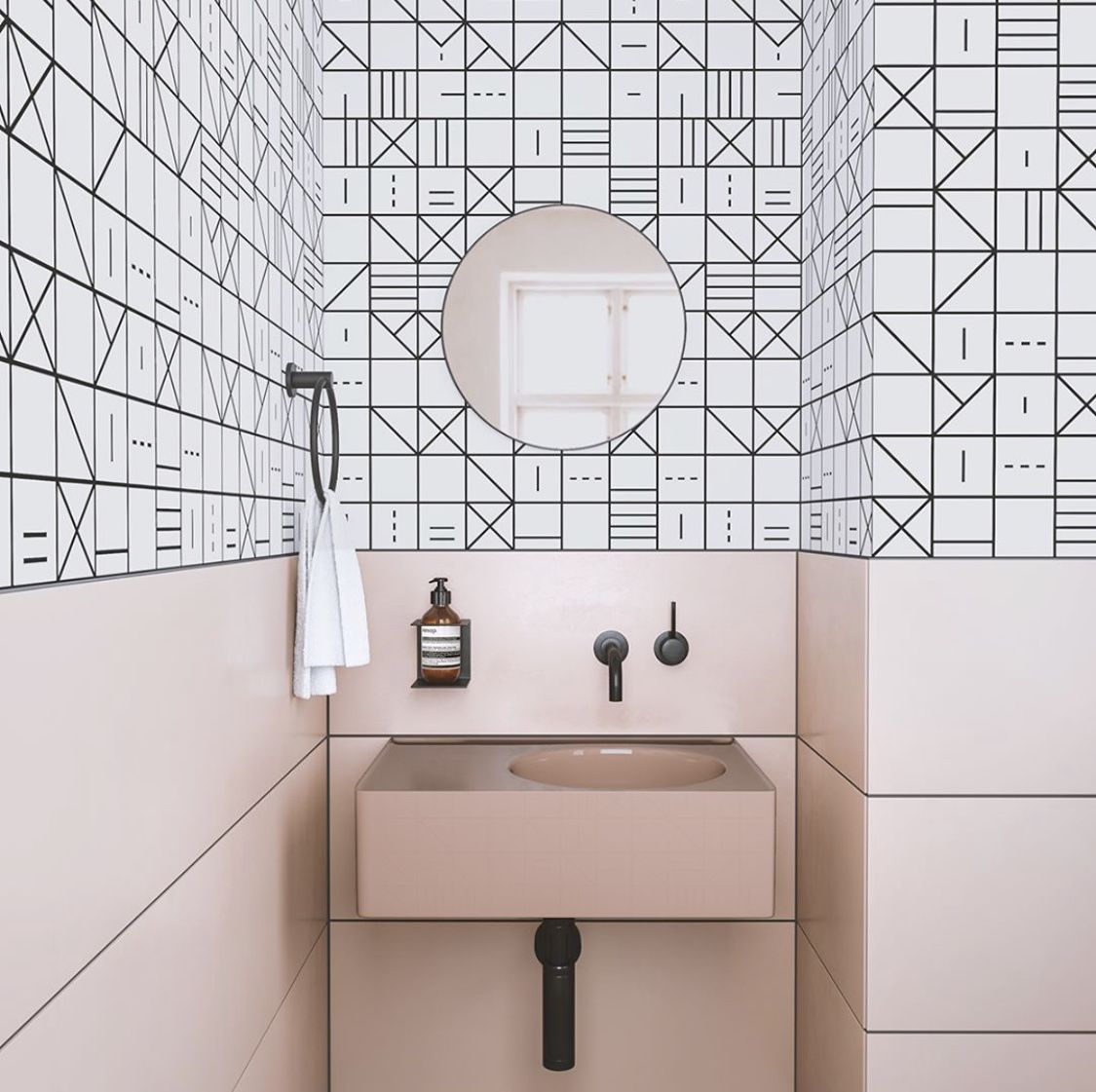 bagno rosa bianco e nero