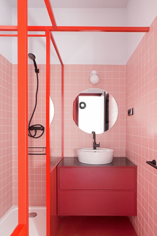 bagno rosa e arancione