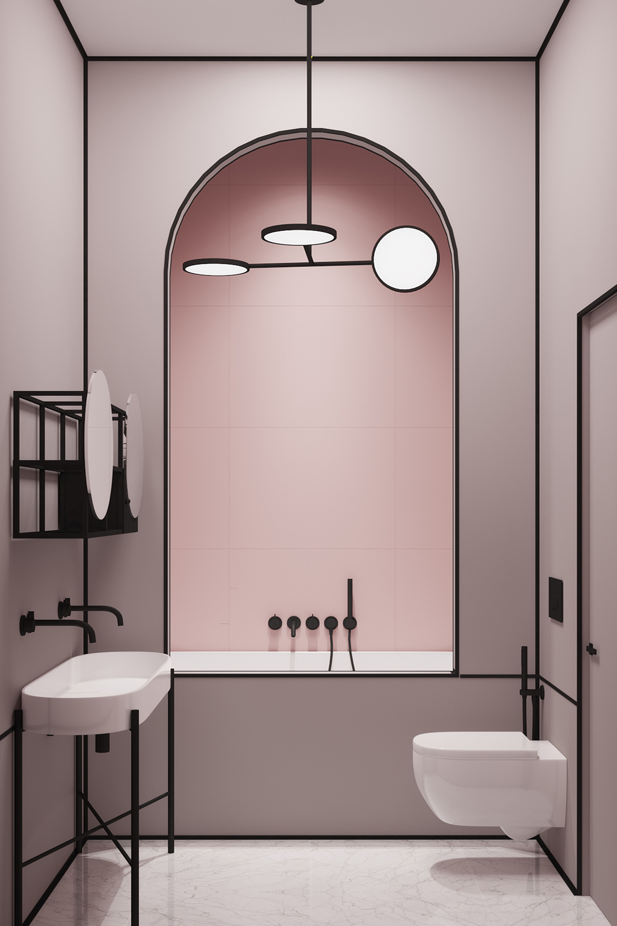 bagno rosa e nero