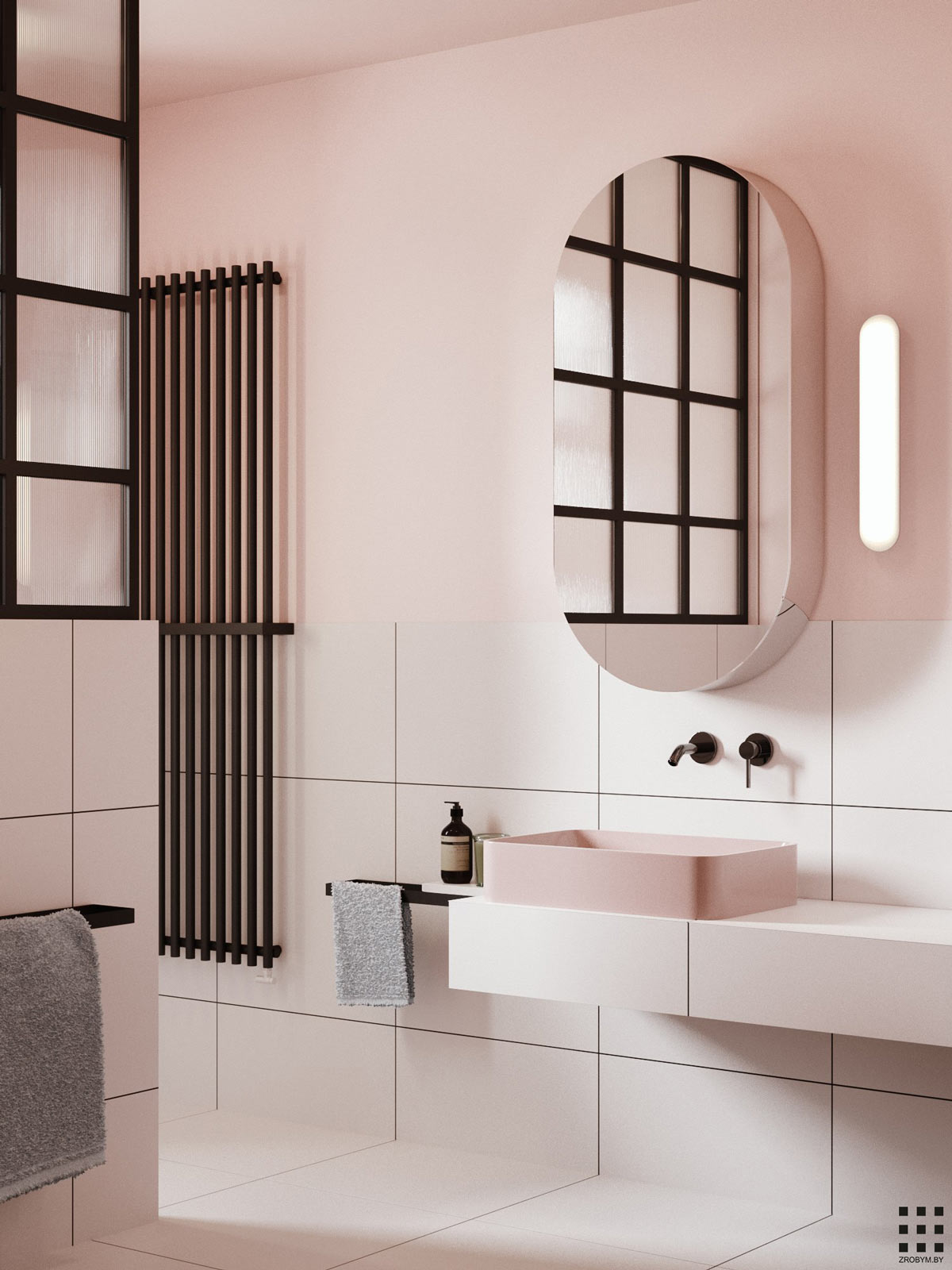 un bagno rosa pallido