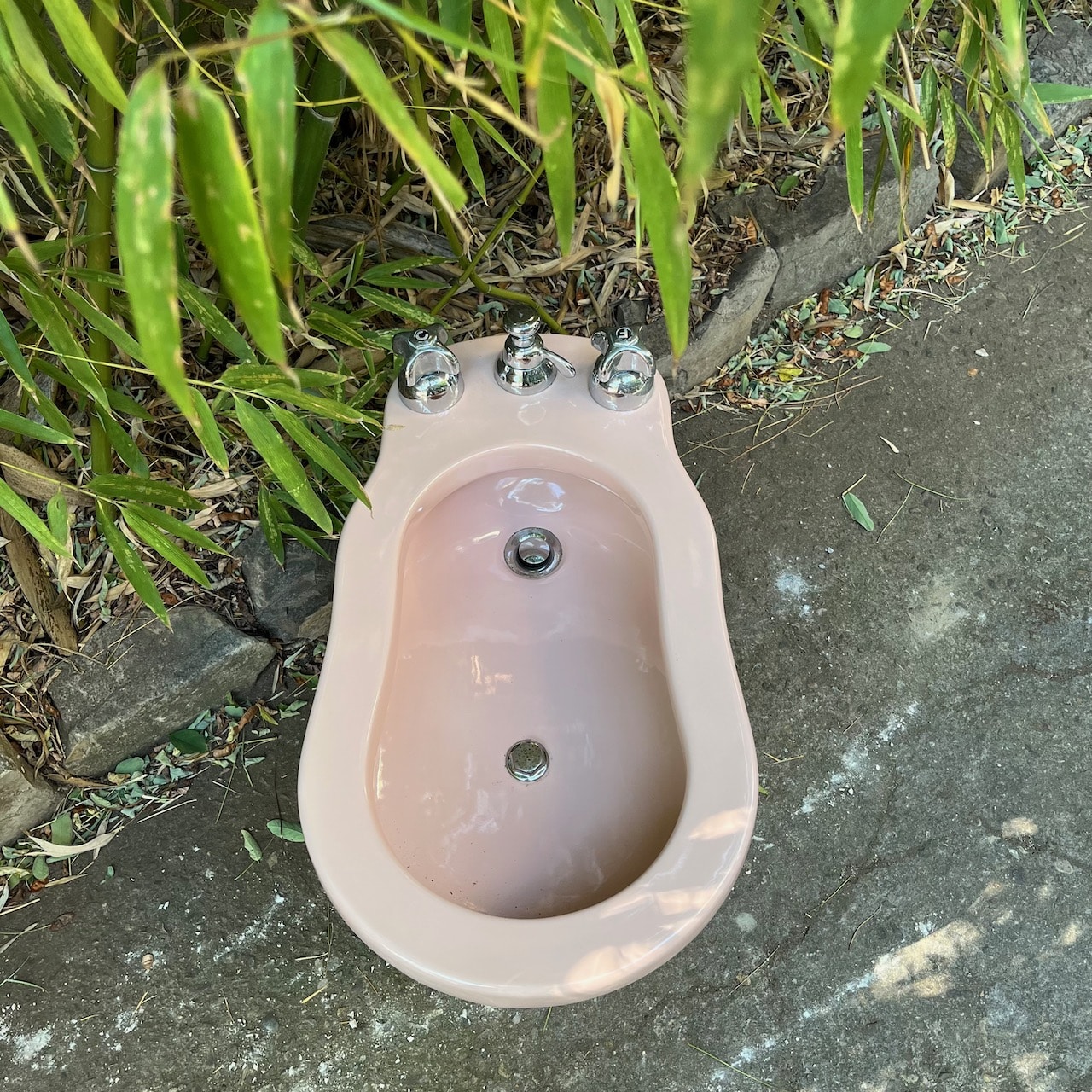bidet rosa anni Trenta con getto verticale