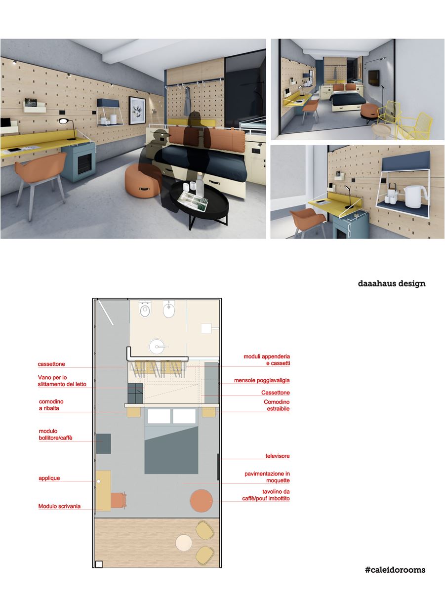 progetto camera hotel di design