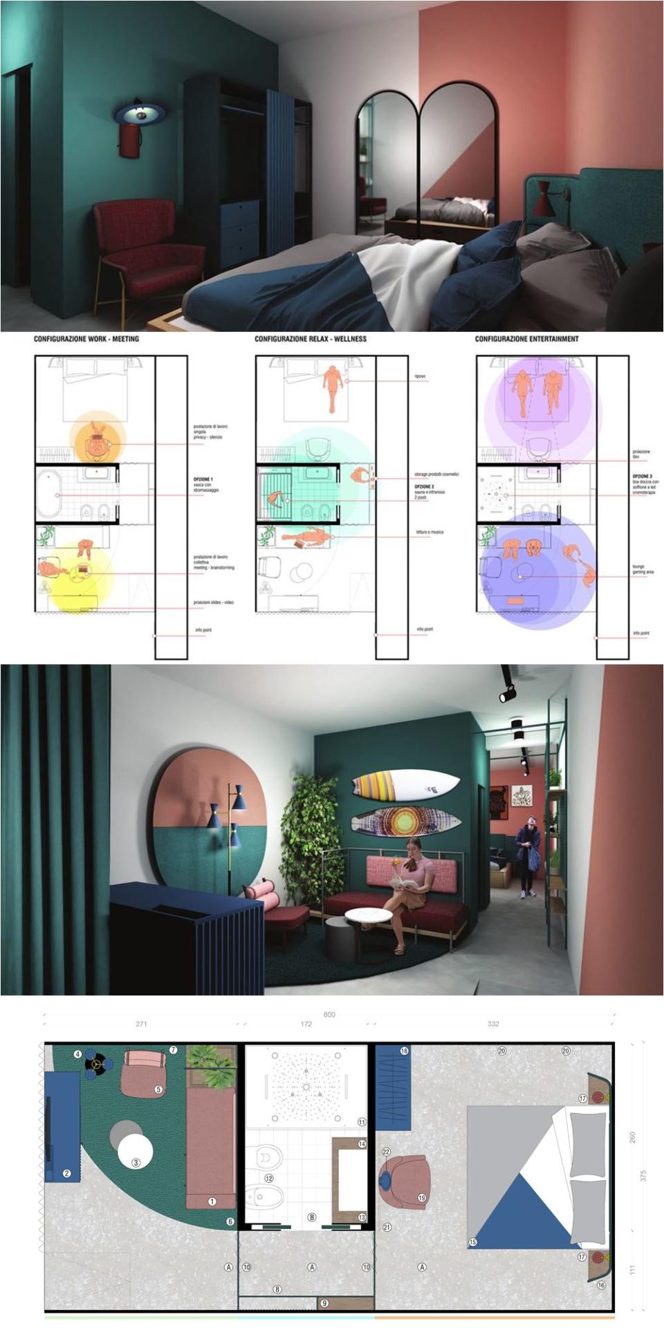 progetto camera hotel di design