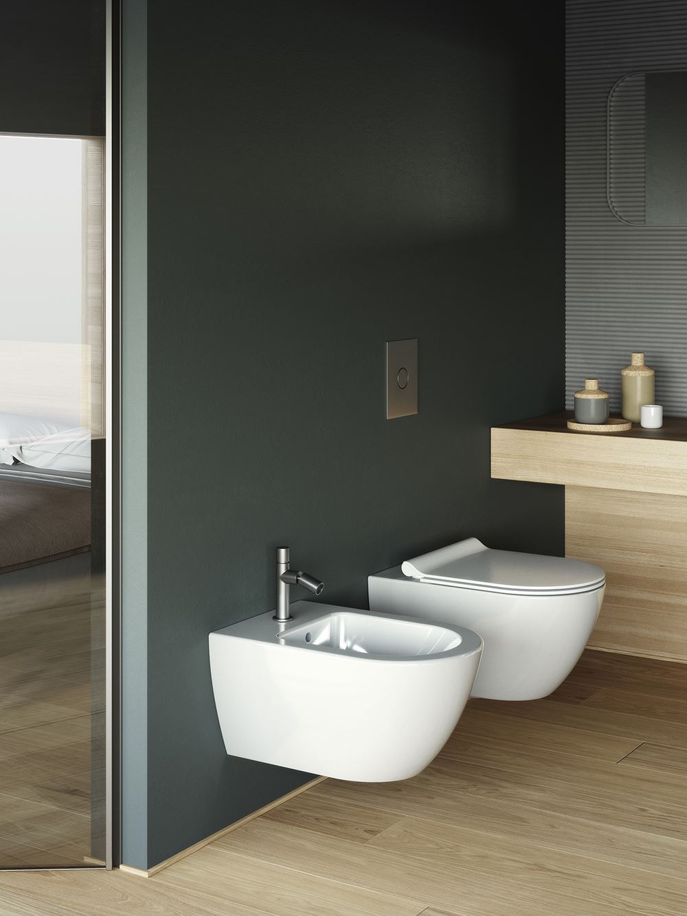 sanitari di design GSI coppia di sospesi bianchi