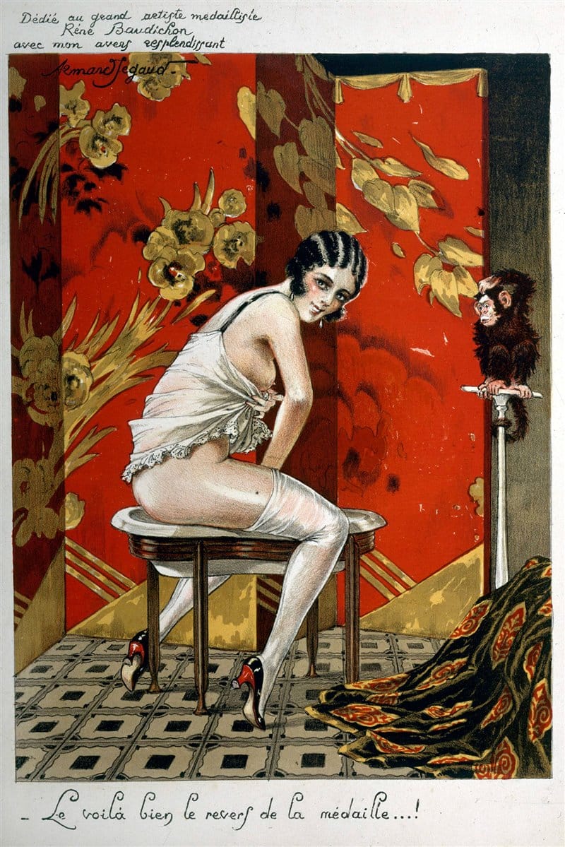stampa d'epoca donna sul bidet storia del bagno