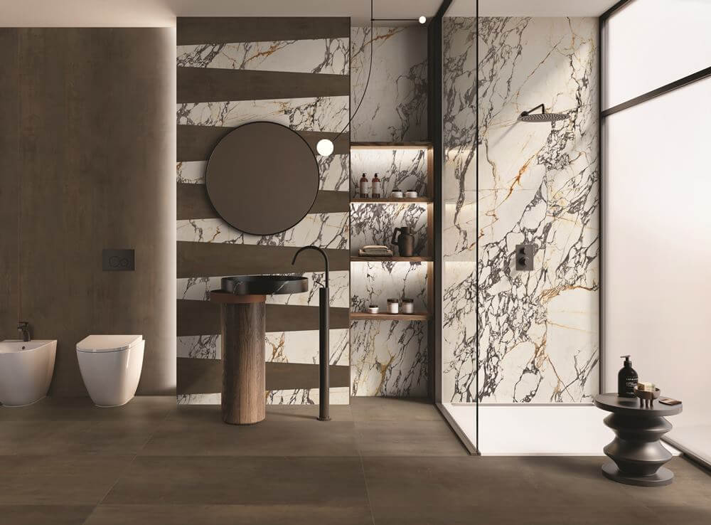bagno in marmo gres porcellanato