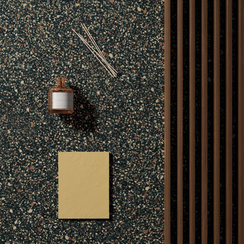 moodboard con effetto graniglia nero