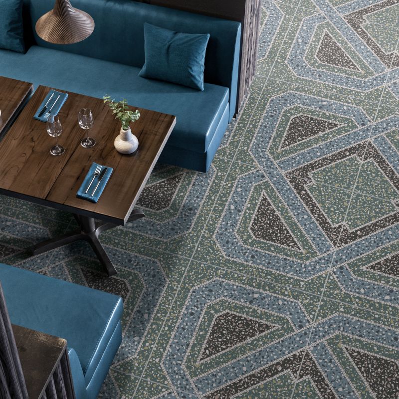 pavimento in gres effetto terrazzo veneziano colorato
