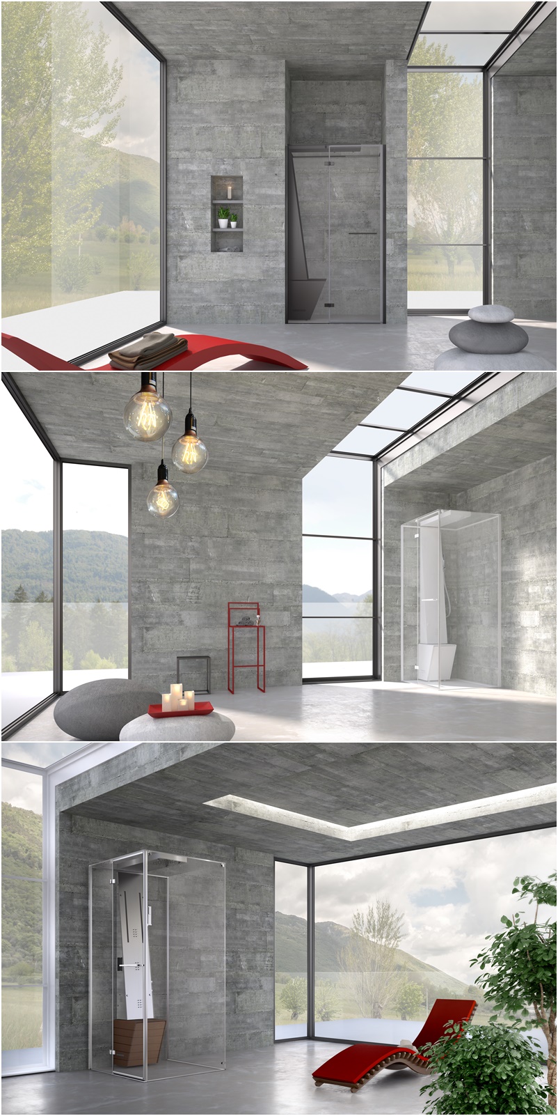 Cabina doccia Invisible by Megius | Versione Tech con cromoterapia a led e bagno turco con aromaterapia - anticipazioni Salone del Bagno 2018