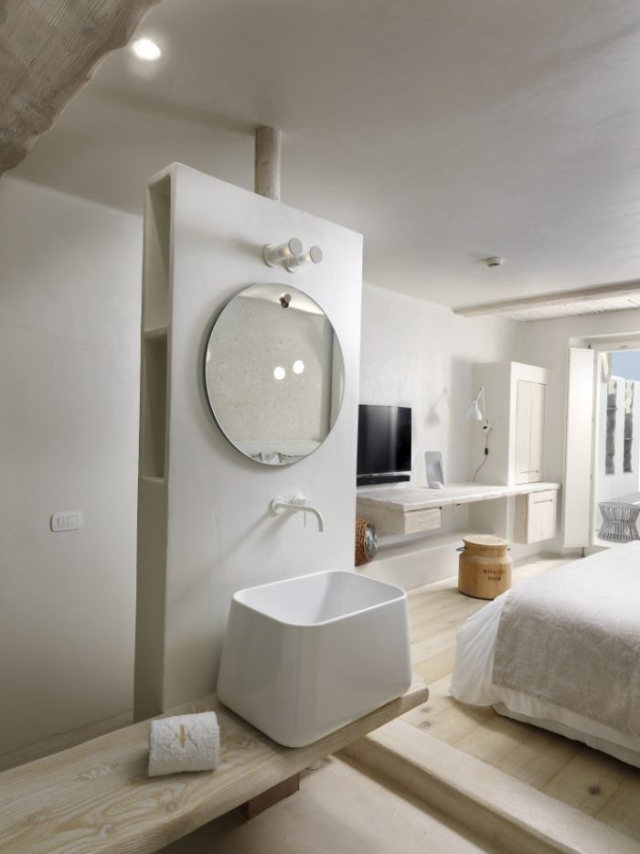 Boutique hotel Mykonos Kensho: interiors and bathrooms