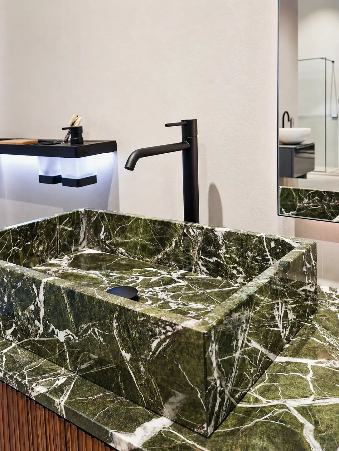 lavabo appoggio in marmo naturale verde Lepanto