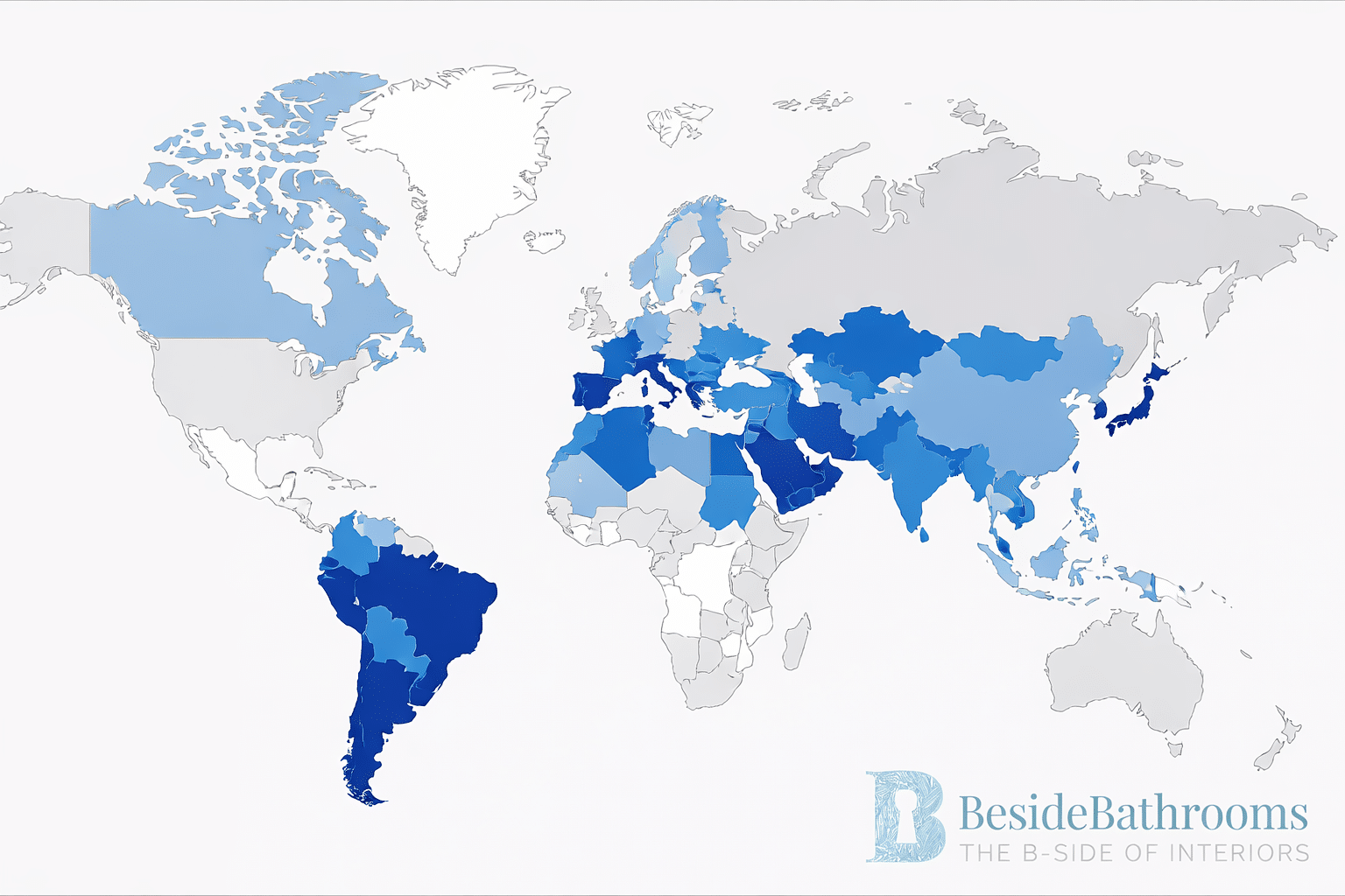 mappa diffusione bidet nel mondo