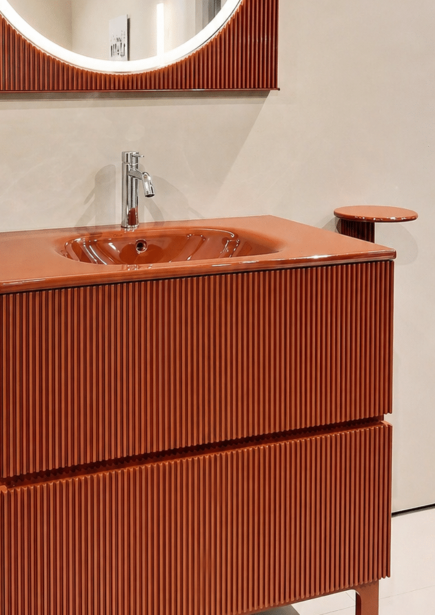 mobile bagno ceramica arancio bruciato