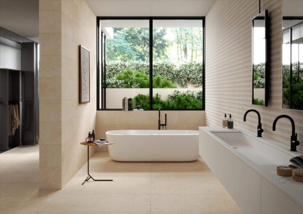 piastrelle effetto pietra bagno con effetto antibatterico