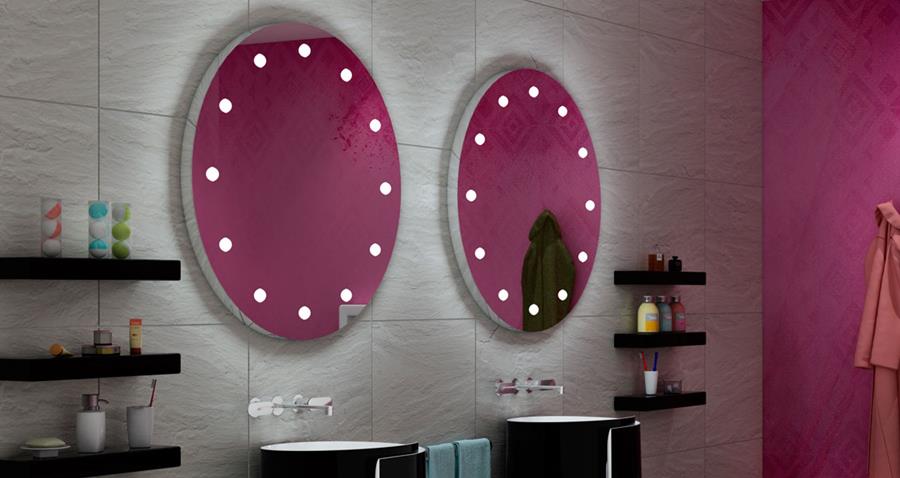 specchiera bagno tonda con luci integrate: