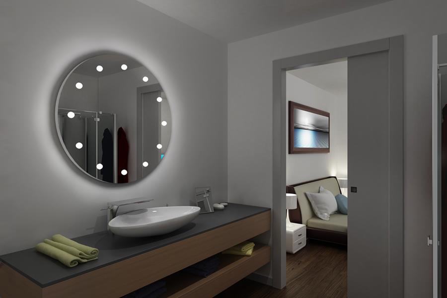 specchiera bagno con luci integrate: render