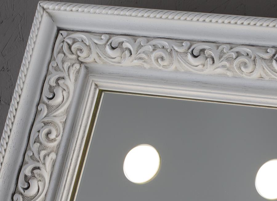 specchi per bagno con luci e cornice classica bianca