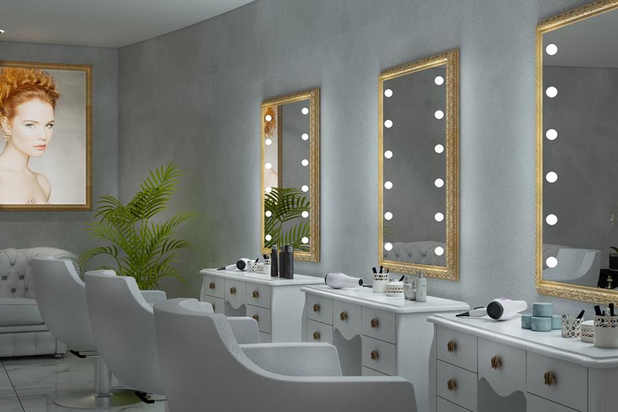 specchi per bagno con luci e cornice artigianale dorata