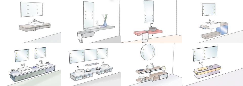 specchi per bagno con luci: esempi di composizione