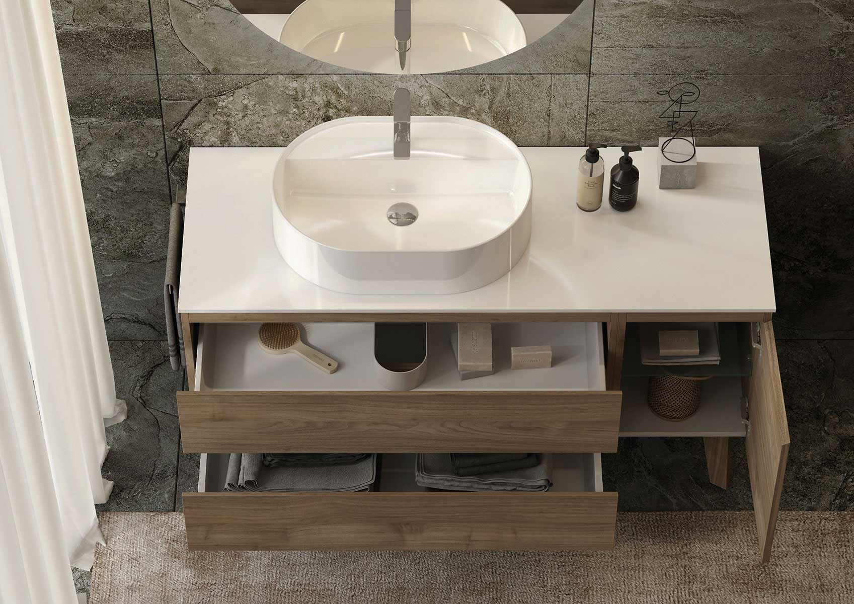 mobile con top e lavabo in Ocritech (Legnobagno)