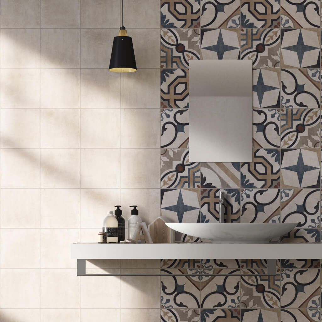 bagno in gres porcellanato effetto cementine