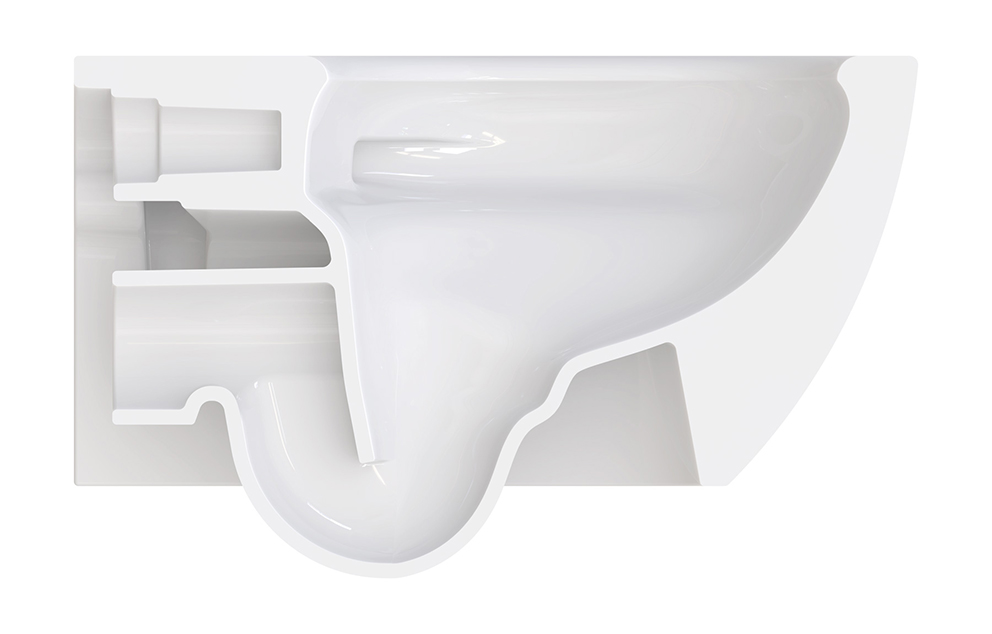 sezione wc senza brida Silentech Ceramica Catalano sezione di un water senza brida con sistema Silentech di Ceramica Catalano